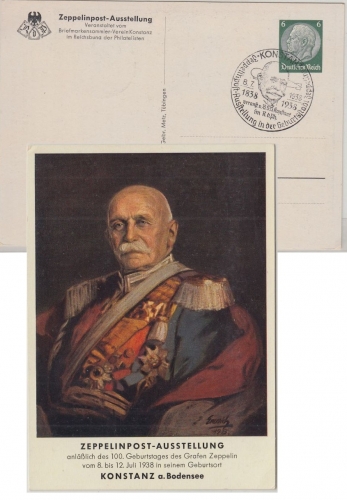 DR - Zeppelinpost-Ausstellung Privatganzsache SST Konstanz 1938