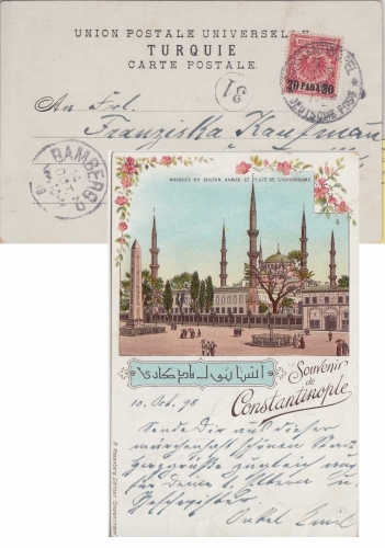 DP Türkei - 20 Pa./10 Pfg. Krone/Adler Farblitho Constantinopel - Bamberg 1898