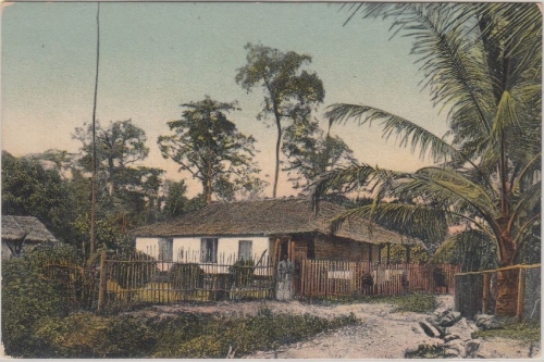 Kamerun - Bwinga b. Victoria Eingeborenenhaus farb. Ansichtskarte ca. 1910