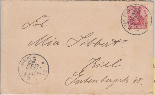 DR - MSP No.25 SMS Hansa Brief n. Kiel 1910 - Westindien-Reise