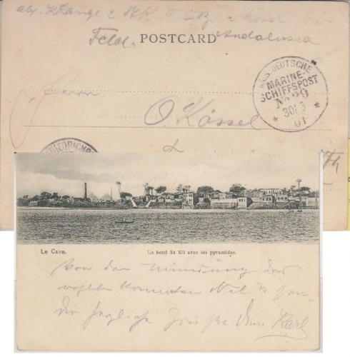 DR - MSP No. 29 Dampfer Andalusia sw-AK Cairo n. Friedrichroda 1901 Heimreise