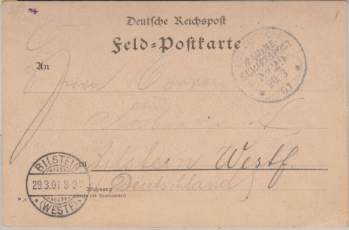 DR - MSP No. 29 Dampfer Andalusia Feldpostkarte (Port Said) n. Bilstein 1901