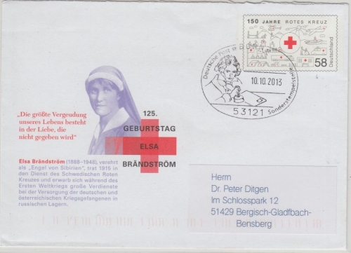 BRD - 58 C. 150 J. Rotes Kreuz/Elsa Brandström Ganzsache Bonn 2013 n.