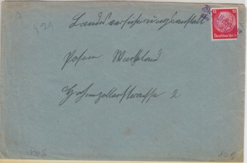 DR - Ziegelscheune ü. Bentschen Aushilfs-L2 Brief n. Posen ca. 1940