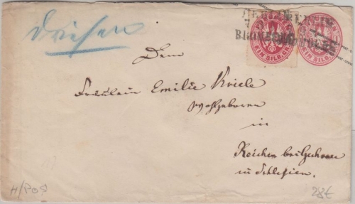 Preussen - 1 Sgr. Adler Ganzsache + Zusatz Bahnpost-L3 Berlin Bromberg 7/9