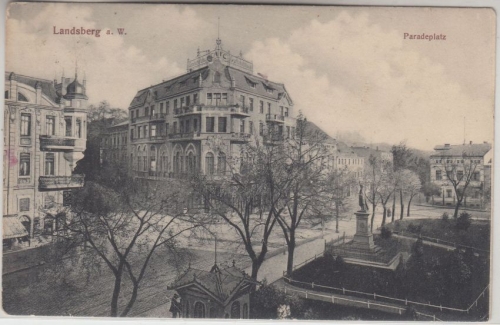 DR - Landsberg a.W. Paradeplatz sw-Ansichtskarte n. Heinersdorf 1913