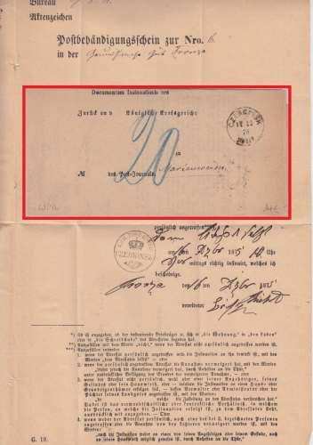 DR - Czerwinsk 17.12.75 K1 Insinuationsdokument n. Marienwerder - mit Inhalt