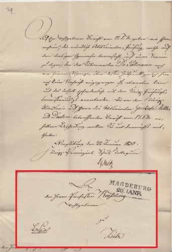 Preussen - Magdeburg 26. JAN L2 portofreie Schulsache n. Zeitz 1830 - Adressat !