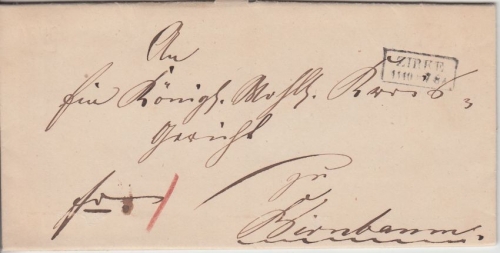 Preussen - Zirke 11/10 Ra2 Francobrief n. Birnbaum 1862 RB Posen