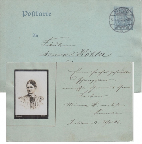 DR - 2 Pfg. Germania Ganzsache m. Privatfoto Ortskarte Zittau 1903