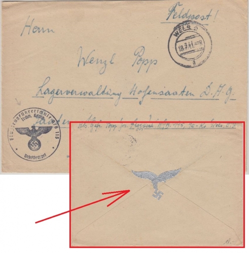 DR - Wels 2 Flugzeugführerschule A/B115 Techn.Komp. Feldpostbrief 1941 Vignette!