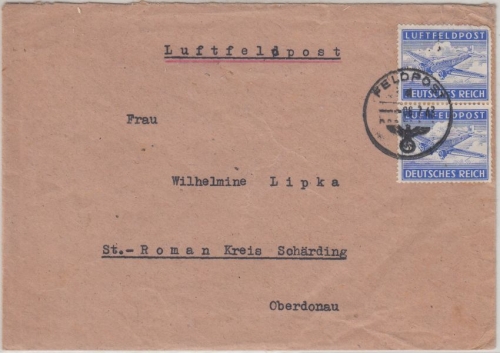 DR - Fp.Nr. 06699 (1.Kp. Techn.Btl. Mineralöl B33) Luftfeldpostbrief 6.7.43 n.