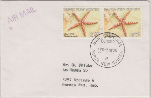 Papua New Guinea PNG - 2x35 T. T. Seesterne Brief Mail Exchange Boroko 5.5.1988