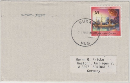 Papua New Guinea PNG - 30 T. Segelschiff Brief Buka - Springe 20.3.1993