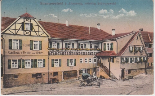 Baden-Württemberg - Simmersfeld b. Altensteig gasthaus Anker farb. AK 1922