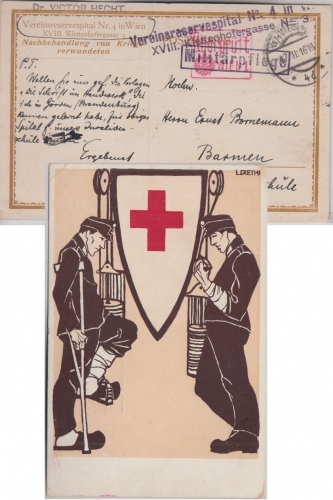 Österreich - Wien 1916 Vereinsspital No.4 Feldpostkarte Motiv Rotes Kreuz n.
