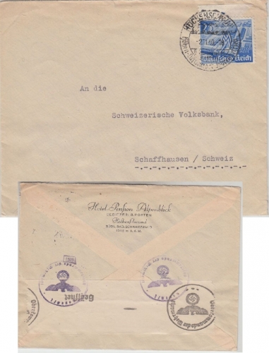 DR - 25 Pfg Leipziger Frühjahrsmesse Zensurbrief i.d. SCHWEIZ Höchenschwand 1940