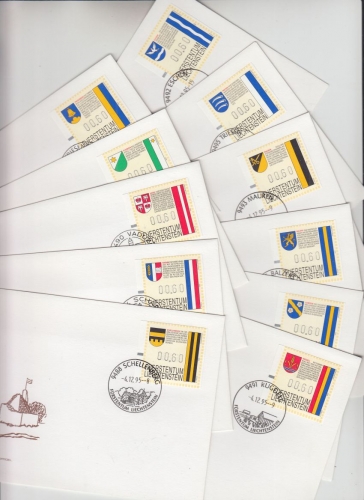 Liechtenstein - Automatenmarken Gemeindewappen 1995 Satz/11 Schmuck-FDC