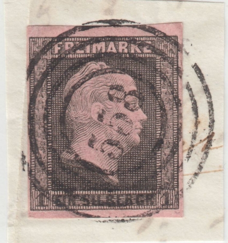 Preussen - 1 Sgr. schw./rosa Kopfausgabe Briefstück Ring-Stpl. 558 (Gummersbach)