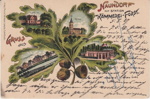 Brandenburg - Naundorf Kämmerei Forst Mehrbild-Farblitho gelaufen 1927