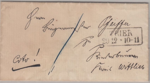 Preussen - Trier 20/12 Ra2 Cito-Portobrief n. Kinderbunnen Kr. Wittlich