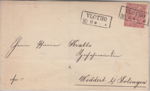 NDP - 1 Gr. dst. Brief Ra2 Vlotho - Widderst b. Solingen - ohne Inhalt