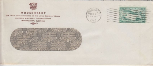 USA - 3 C. Wasserkraft Perfin (Moosehart) Brief Moosehart Ill. 1952