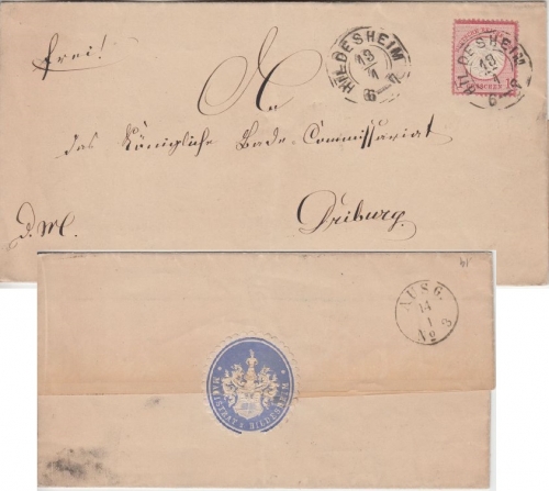 DR - 1 Gr. kl. Brustschild Brief nachv. hann. K2 Hildesheim - Driburg