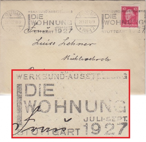 DR - Stuttgart 1927 Werkbund-Ausstellung "Die Wohnung" Masch.werbestempel Brief