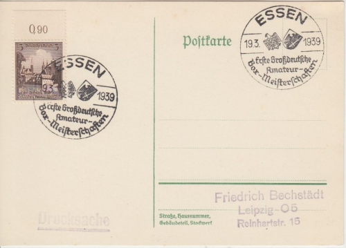 DR - Essen 1939 Erste Großdeutsche Amateur-Box-Meisterschaft SST Drucksache