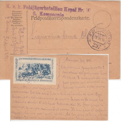 Österreich - KuK Feldjägerbataillon Kopal Nr. 10 L2 Feldpostkarte Fp.Stat. 297
