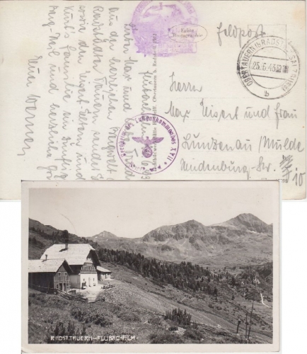 DR - Bergheim d. Luftgaukommandos XVII Briefstpl. Feldpostkarte Obertauern 1943
