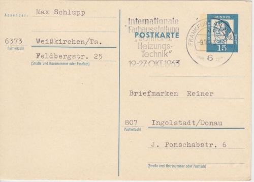 BRD - Frankfurt a/M "Int. Fachausstellung Sanitär- u. Heizungstechnik" GA 1963