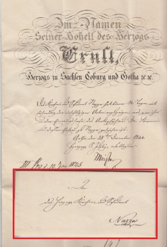 Thurn & Taxis - Gotha 1844 Botenbrief (Inhalt - Briefkopf !!) n. Nazza