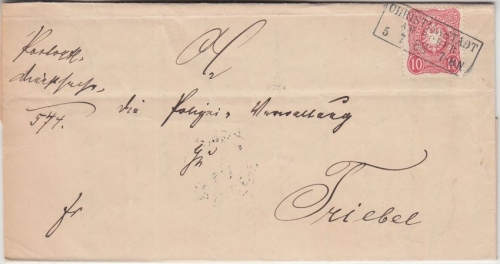 DR - Christianstadt am Bober 1888 Ra2 Brief n. Triebel "Wendebrief"