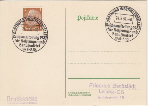 DR - Dortmund Westfalenhalle Reichsausstellung Nahrung und Genuss SST 1937