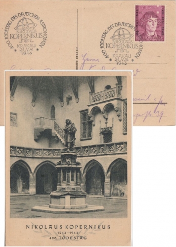 Gen.Gouv. - 1 Zl. Kopernikus Sonderkarte 400. Todestag SST Krakau 1943