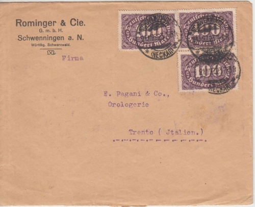 DR-Infla - 3x100 M. Queroval Brief n. ITALIEN Schwenningen - Trient 21.3.23