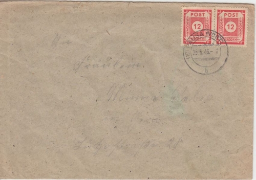 SBZ/Ost-Sachsen - 2x12 Pfg. Ziffer Brief Pausa - Gera 1946