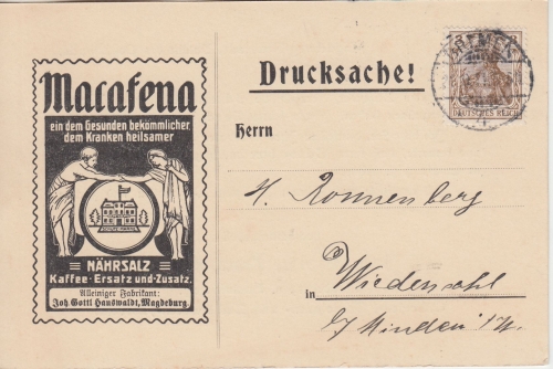 DR - Bremen 4 1911 Werbedrucksache/Reiseavis (Magdeburg) n. Wiedensohl