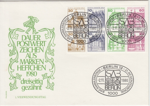 Berlin - Sehenswürdigkeiten Heftchenblatt Schmuck-FDC ESST 2.11.80