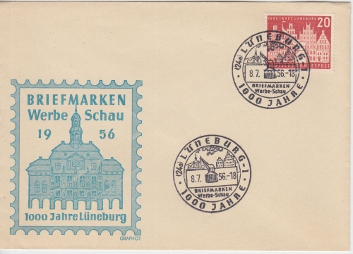 BRD - 20 Pfg. 1000 J. Lüneburg SST Schmuckkuvert Briefmarken-Werbeschau