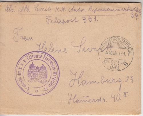 Österreich/Ungarn - KuK Fahrbare Kraftwagen-Werkstätte Nr. 39 Feldpostbrief 1916