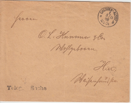 DR - Dresden 1888 Telegraphensache Ortsbrief