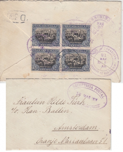 Guatemala - 12 1/2 C. Independencia 4er-Block Brief Quetzaltenango 1916