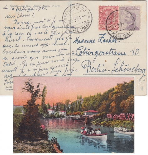 Italien/Levante - 10+50 C. Karte Constantinopel Poste Italiane - Berlin 1921