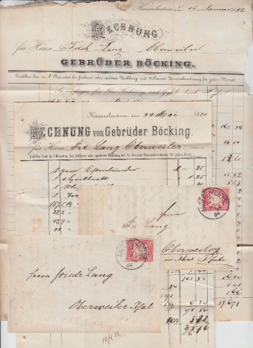 Bayern - 10 Pfg. Wappen Wz.3 2 Briefe Kaiserslautern - Oberweiler 1884