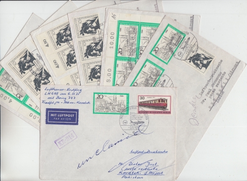 BRD - Lufthansa Umstellung Fernoststrecke 7 versch. Erstflugbriefe 3.11.1971