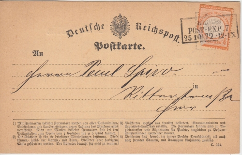 DR - 1/2 Gr. gr. Brustschild Ortskarte Ra3 Berlin Post-Exp. 7 (KBHW 297 !) 1872