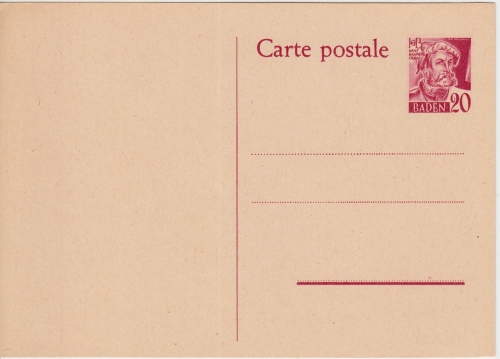 FZ/Baden - 20 Pfg. Ganzsache ungebraucht
